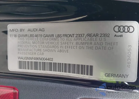 2019 Audi A4 40 Premium/40 Titanium Premium from USA, damaged, VIN WAUGMAF48KN004402